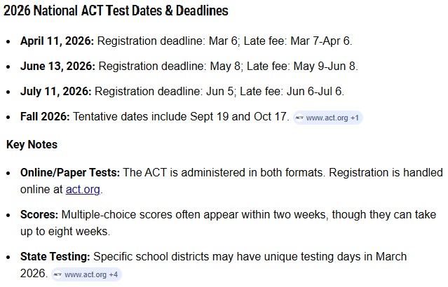 ACT Test Dates and Countdown to Test Day ACT Test Dates and Countdown to Test Day